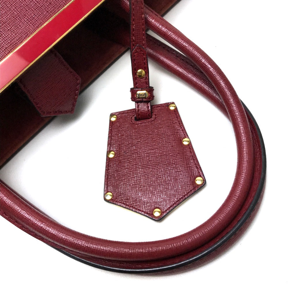 FENDI Handbag 8BH250 leather Dark red To joule Women Used