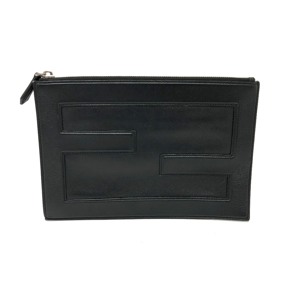 FENDI Clutch bag 7N0113 leather black logo Mini bag unisex(Unisex) Used