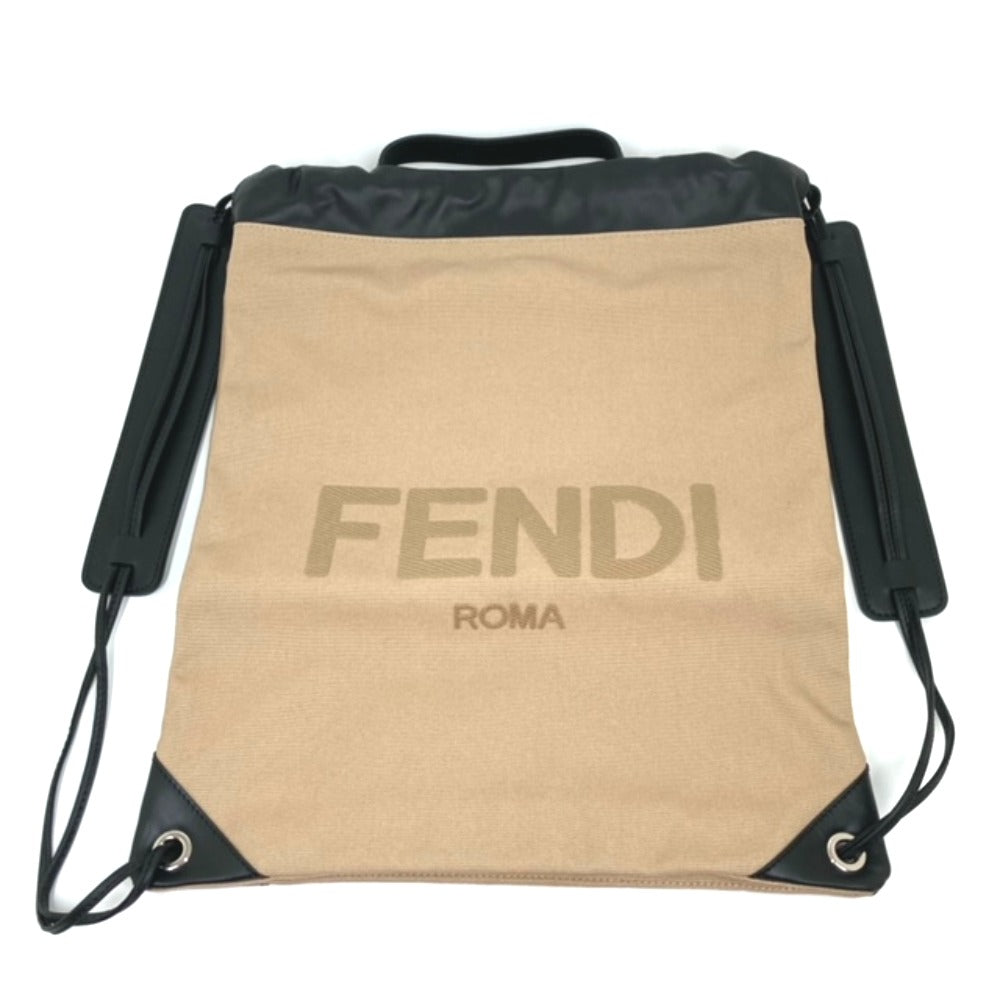 FENDI Backpack 7VZ057 Canvas / leather beige knapsack logo Women Used