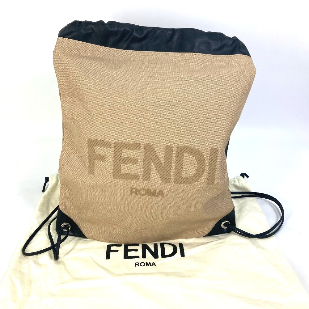 FENDI Backpack 7VZ057 Canvas / leather beige knapsack logo Women Used