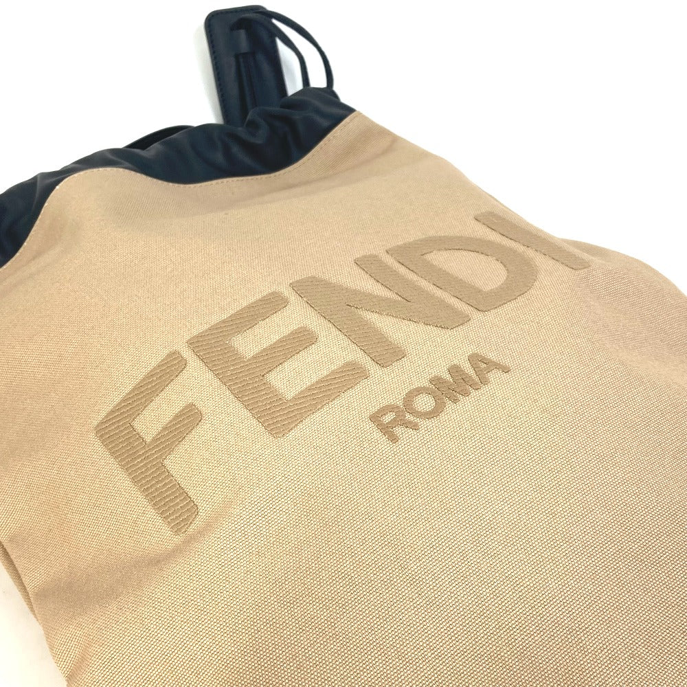 FENDI Backpack 7VZ057 Canvas / leather beige knapsack logo Women Used