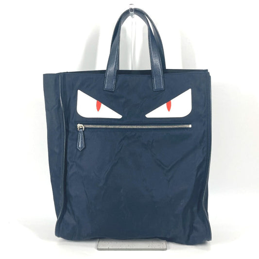 FENDI Tote Bag 7VA367 Nylon, Leather Navy Shoulder Bag monster