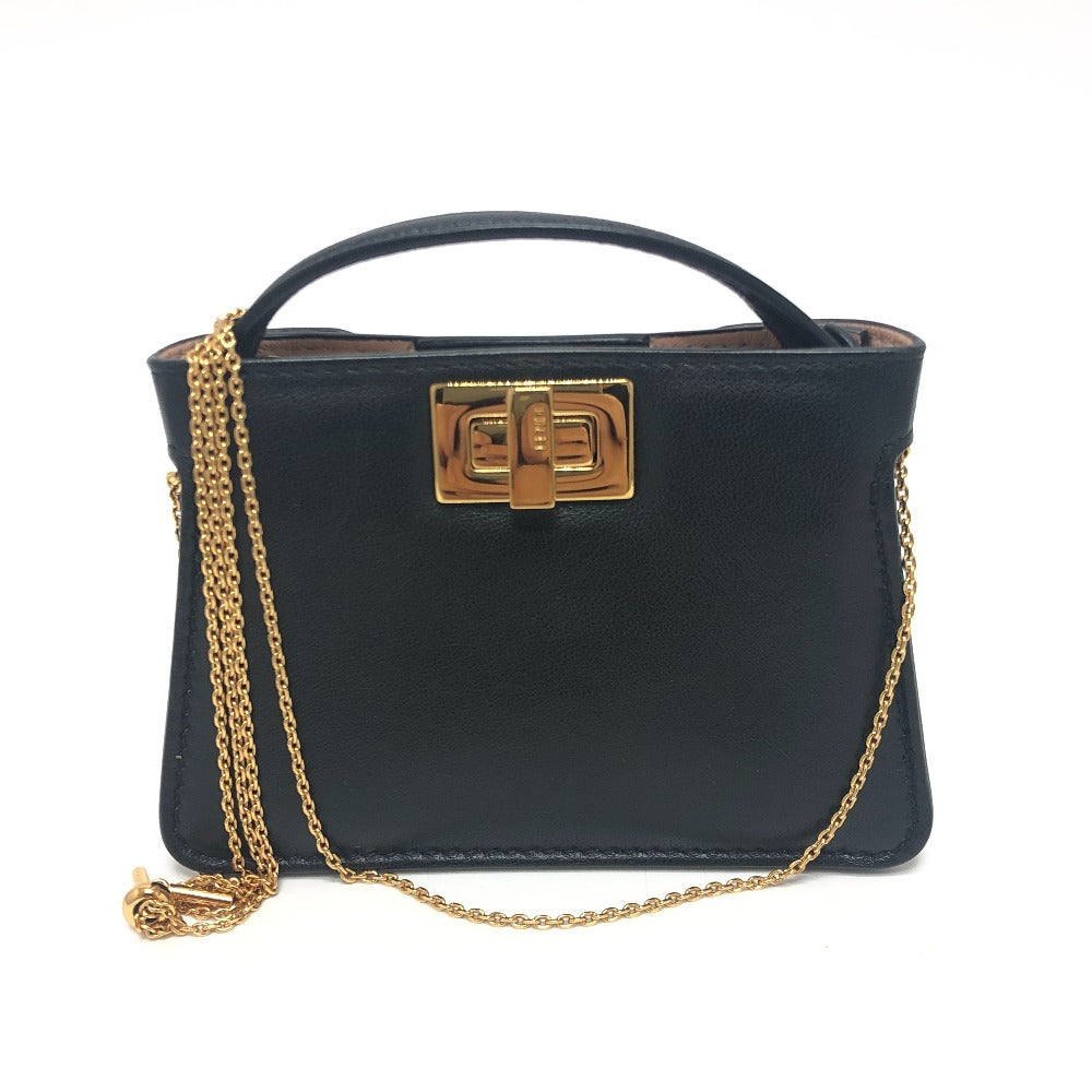 FENDI Shoulder Bag 7AR993 leather black Nano Peekaboo