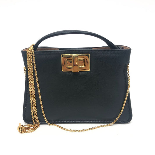 FENDI Shoulder Bag 7AR993 leather black Nano Peekaboo