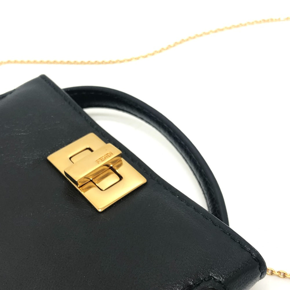 FENDI Shoulder Bag 7AR993 leather black Nano Peekaboo