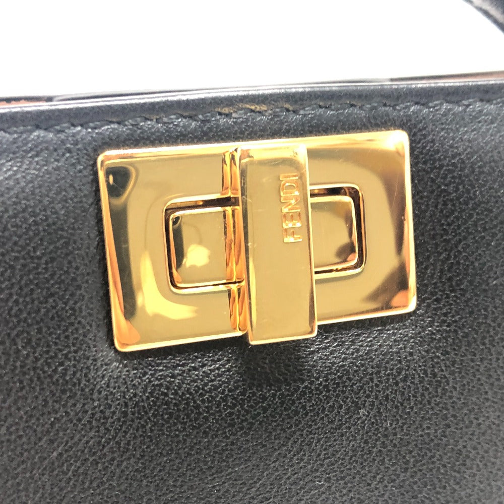 FENDI Shoulder Bag 7AR993 leather black Nano Peekaboo