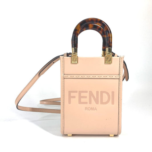FENDI Handbag 8BS051 leather Beige type Shoulder Bag Crossbody bag sunshine shopper small Women Used