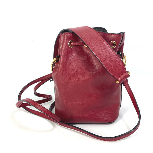 FENDI Shoulder Bag 8BS010 leather Red FFMetal Drawstring Bucket Mini Montresor Women Used