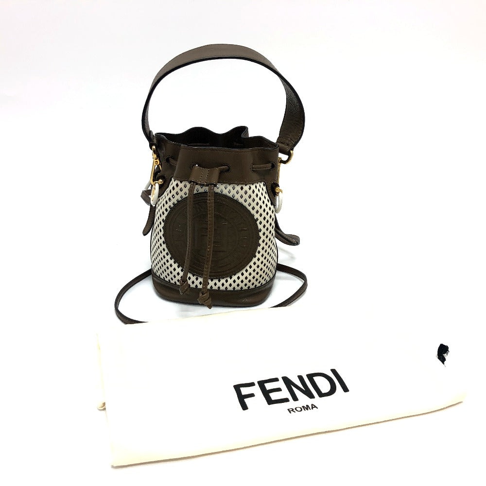 FENDI Shoulder Bag 8BS010 leather Brown FF Logo Mini Mon Tresor Women Used