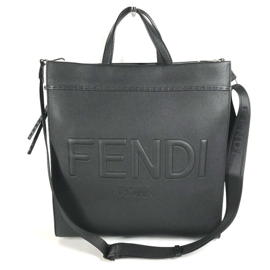 FENDI Tote Bag 7VA583 leather black shoulder bag shopper medium