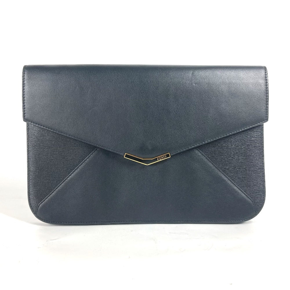 FENDI Clutch bag 8M0312 leather black flap To joule mens Used