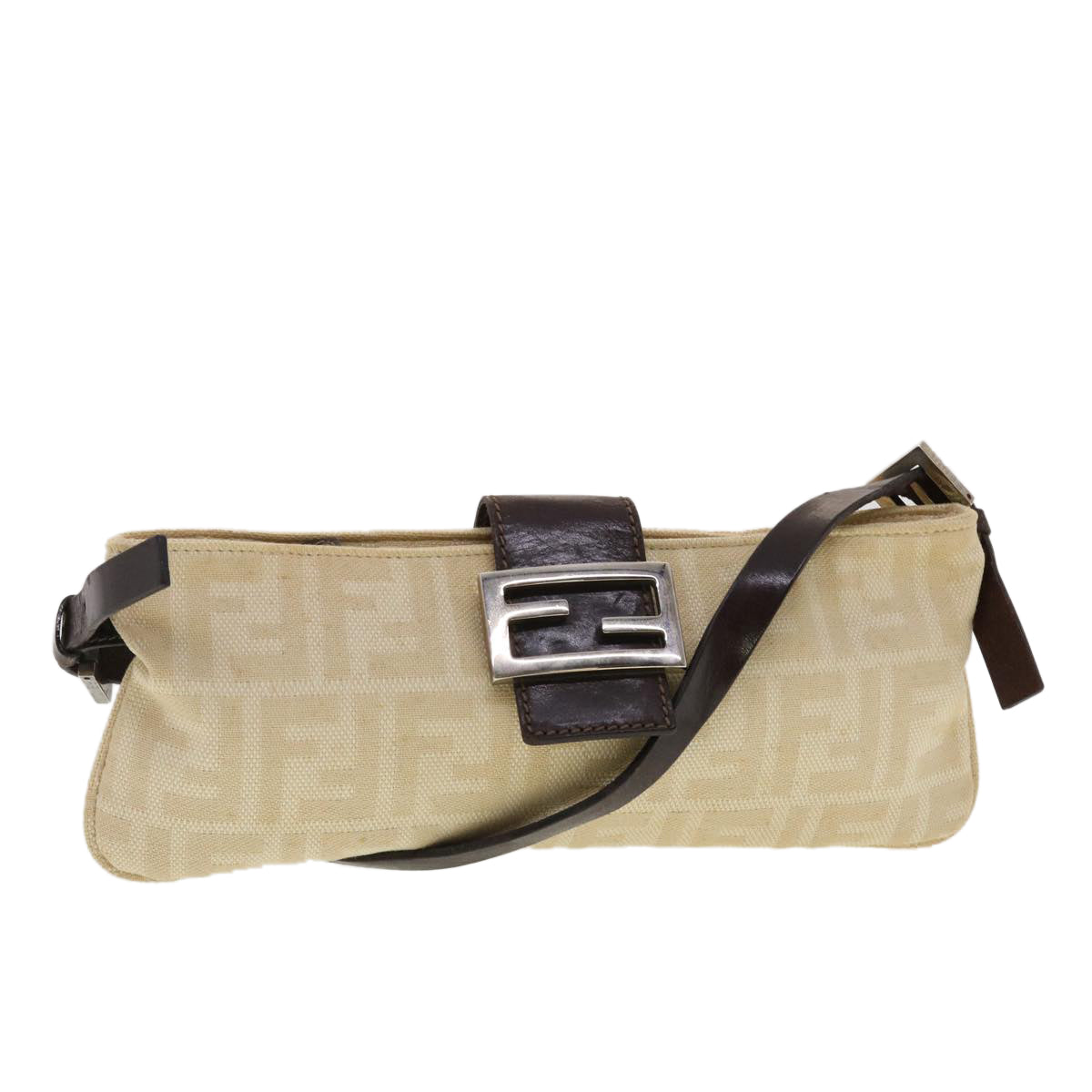 FENDI Zucca Canvas Shoulder Bag Beige  40376