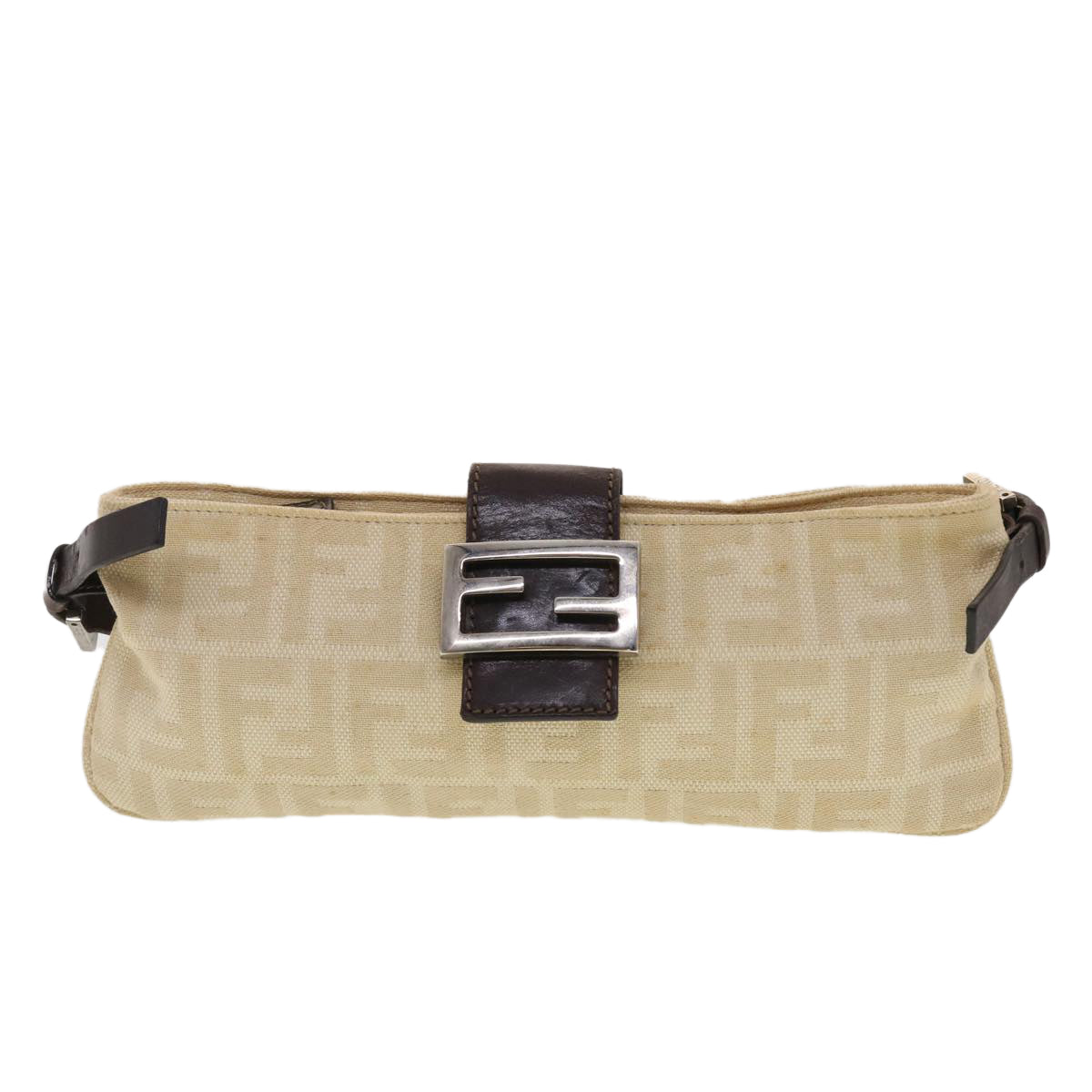 FENDI Zucca Canvas Shoulder Bag Beige  40376