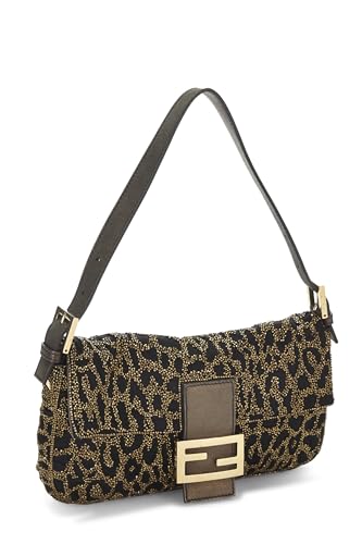 Fendi,  Gold & Brown Embellished Beaded Baguette, Brown