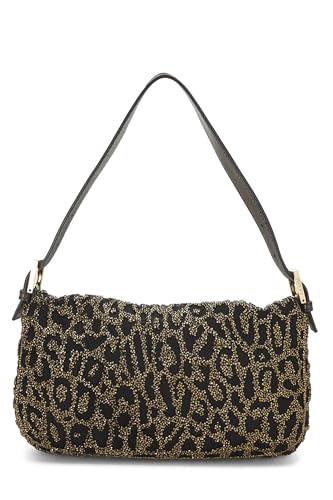 Fendi,  Gold & Brown Embellished Beaded Baguette, Brown