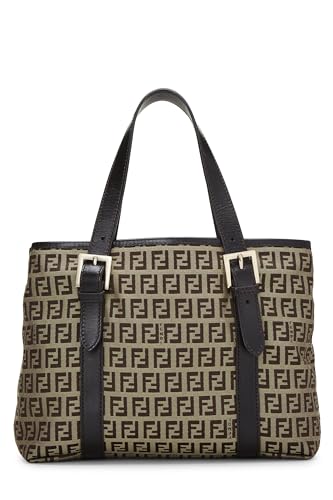 Fendi,  Brown Zucchino Canvas Handbag, Brown