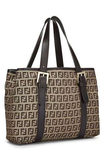 Fendi,  Brown Zucchino Canvas Handbag, Brown