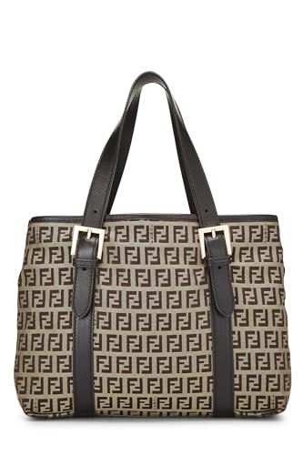 Fendi,  Brown Zucchino Canvas Handbag, Brown