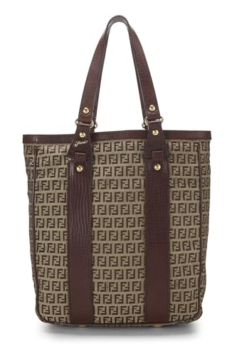 Fendi,  Brown Zucchino Canvas Tote Small, Brown