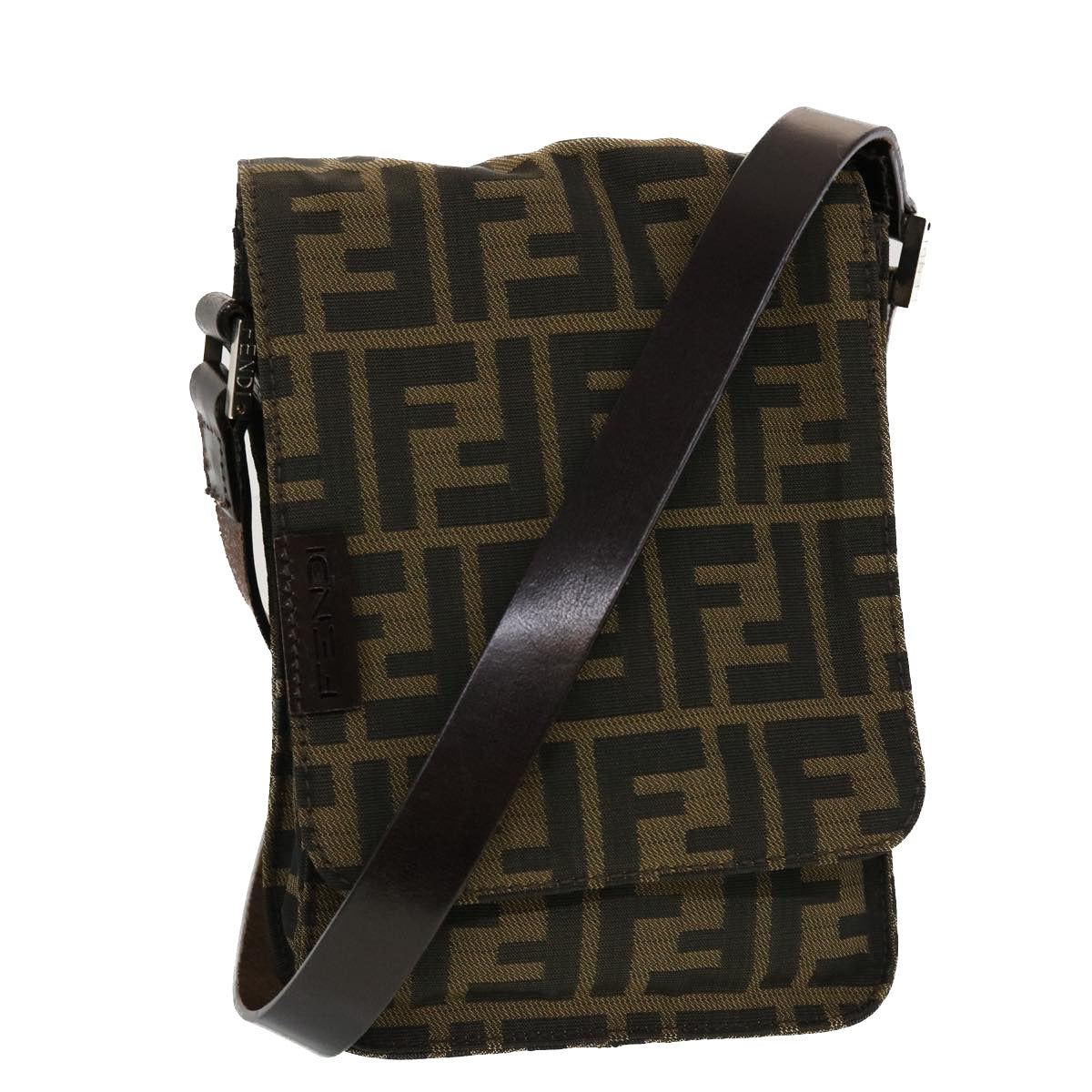 FENDI Zucca Canvas Shoulder Bag Black Brown  43693