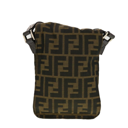 FENDI Zucca Canvas Shoulder Bag Black Brown  43693