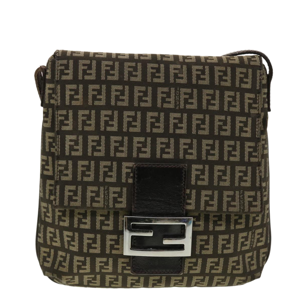 FENDI Zucchino Canvas Shoulder Bag Brown 2288-8BT075-JQ4-089  43907