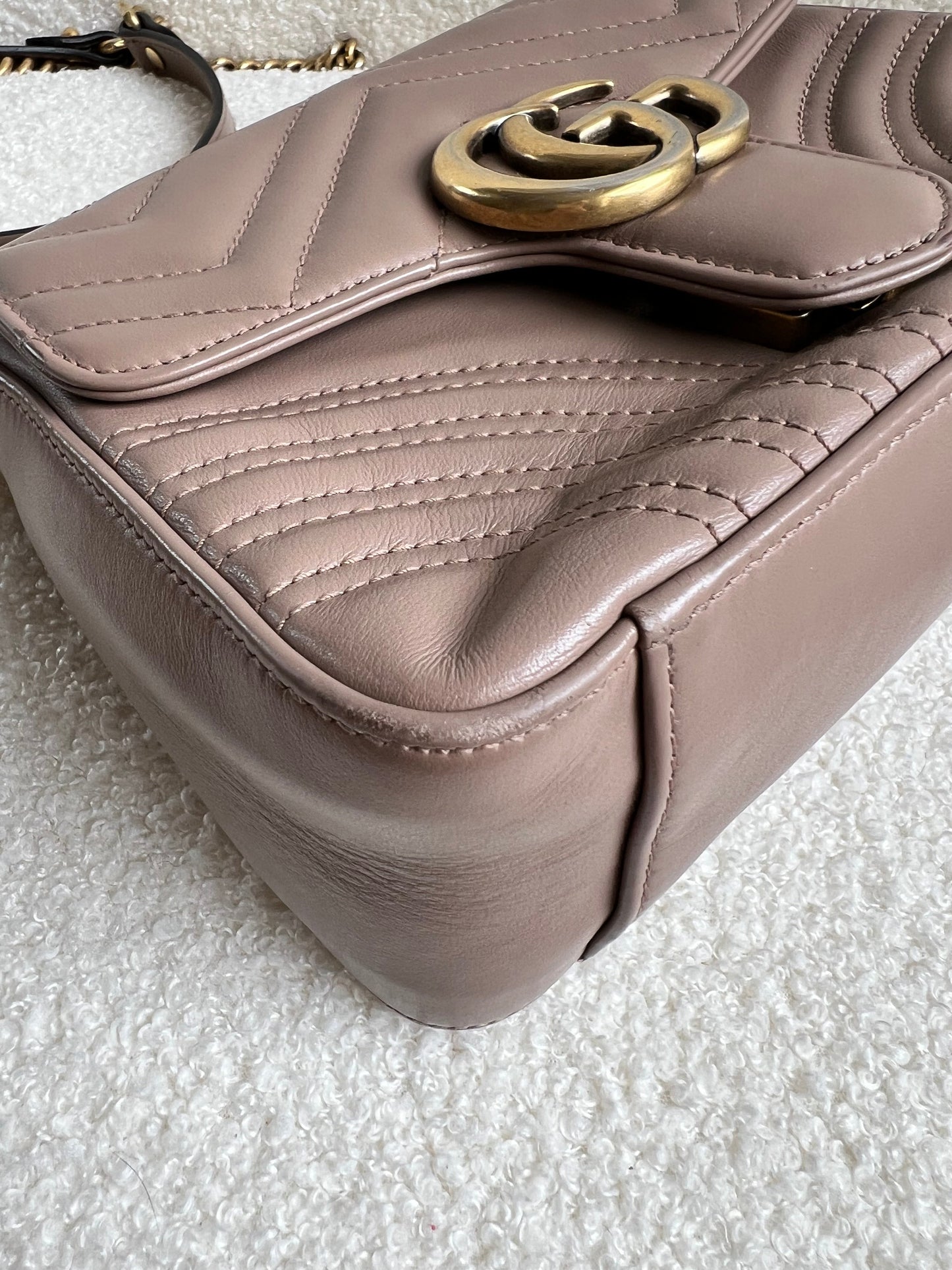 Gucci GG Dusty Pink Marmont Mini Top Handle Bag