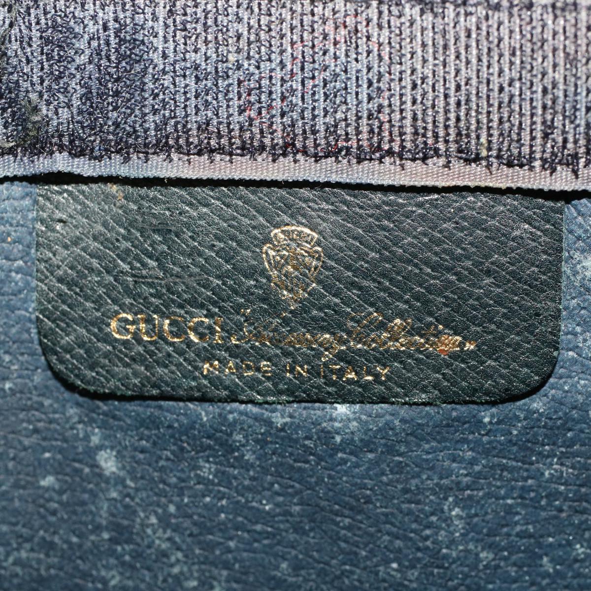 GUCCI GG Canvas Sherry Line Clutch Bag Gray Red Navy