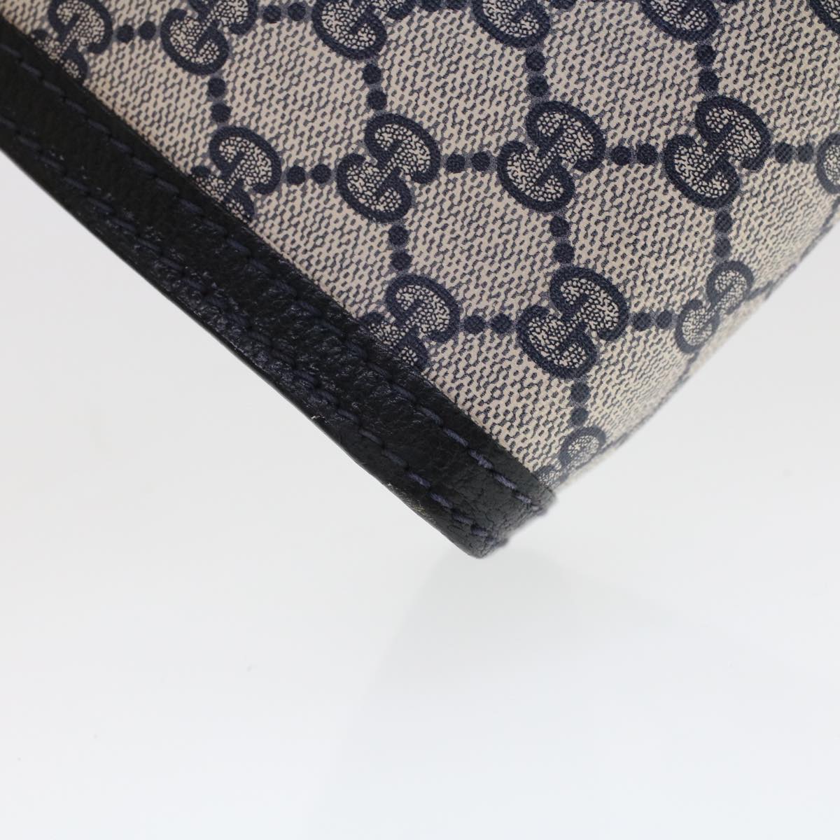 GUCCI GG Canvas Sherry Line Clutch Bag Gray Red Navy