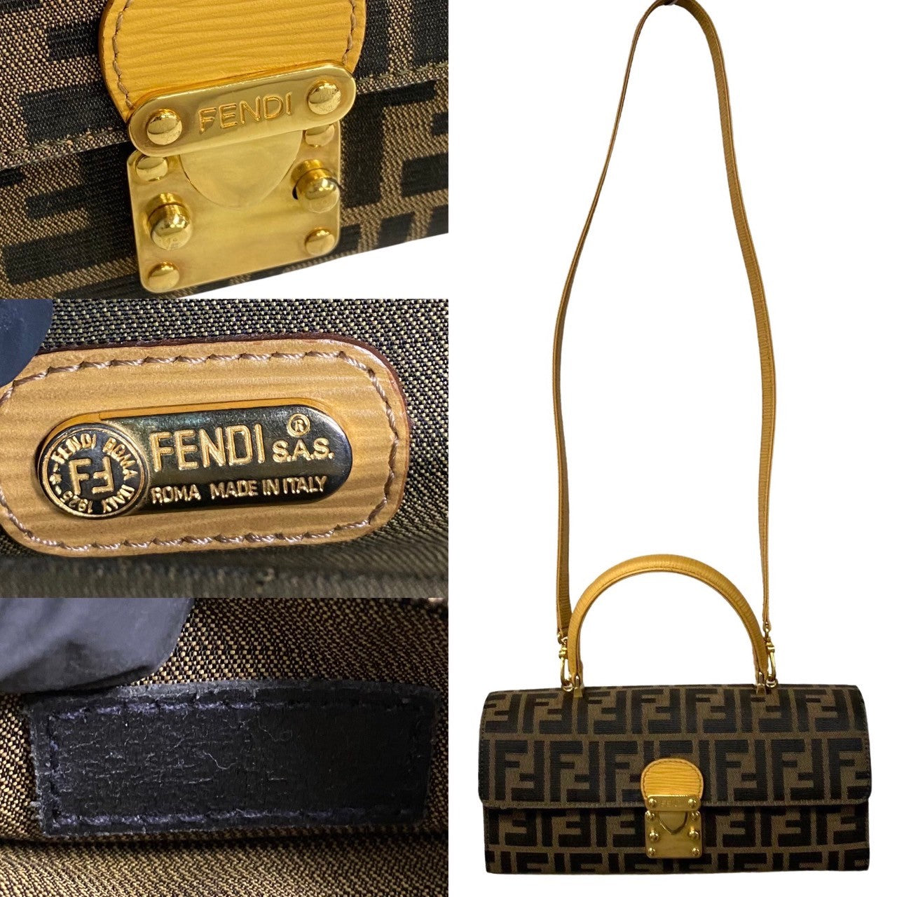 FENDI Shoulder Bag leather Brown