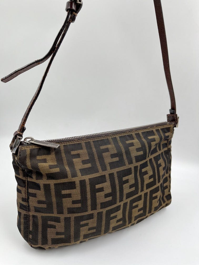 Vintage Fendi Shoulder Bag in Brown Zucca Canvas