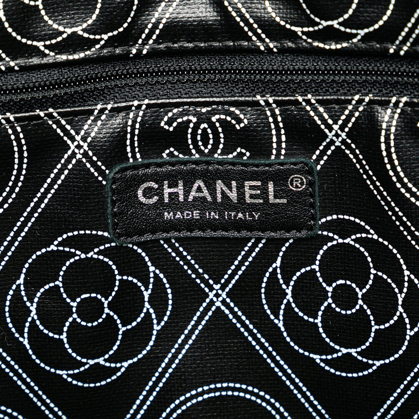 Black Chanel Coated Canvas Camellia Logo Deauville Shopping Tote Satchel