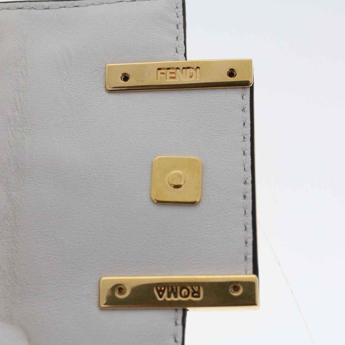 FENDI Zucca Canvas Nano Baguette Chain Shoulder Bag Leather White  47061