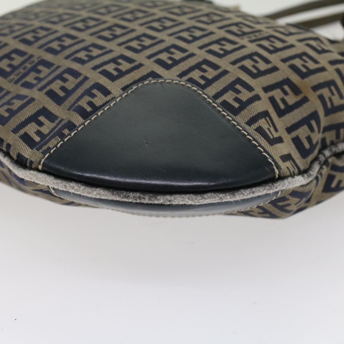 FENDI Zucchino Canvas Shoulder Bag Nylon Navy  48160