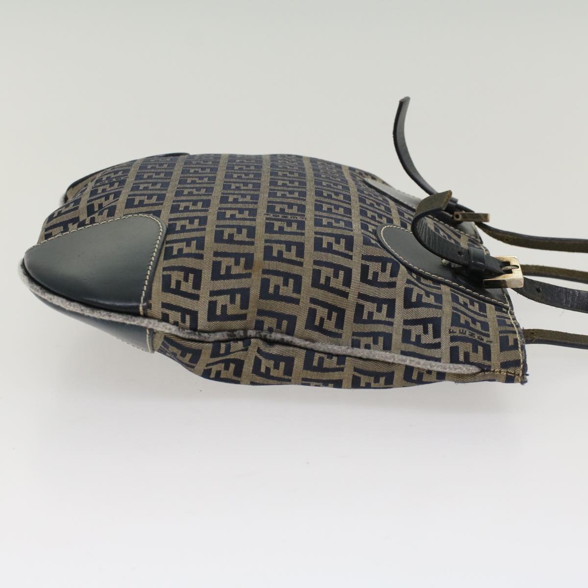 FENDI Zucchino Canvas Shoulder Bag Nylon Navy  48160