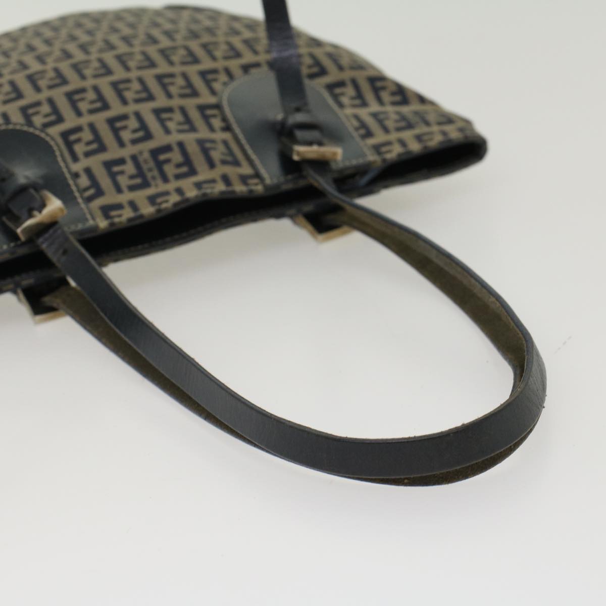 FENDI Zucchino Canvas Shoulder Bag Nylon Navy  48160