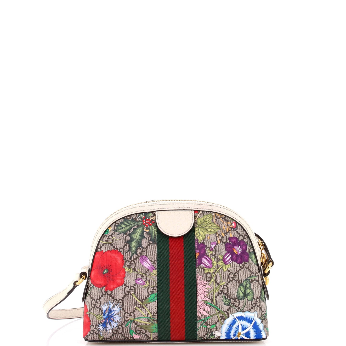 Ophidia Dome Shoulder Bag Flora GG Coated Canvas Small