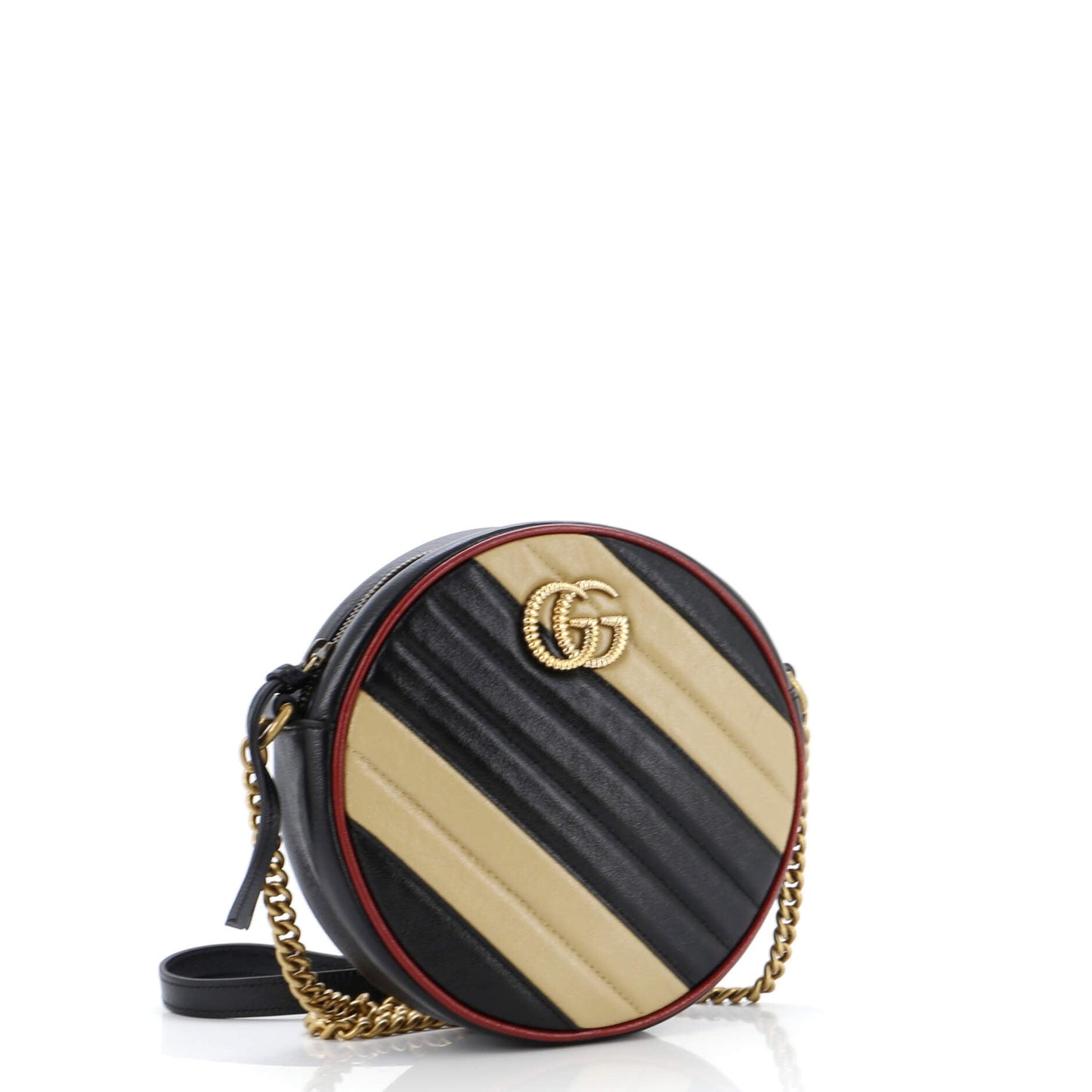 GG Marmont Round Shoulder Bag Diagonal Quilted Leather Mini