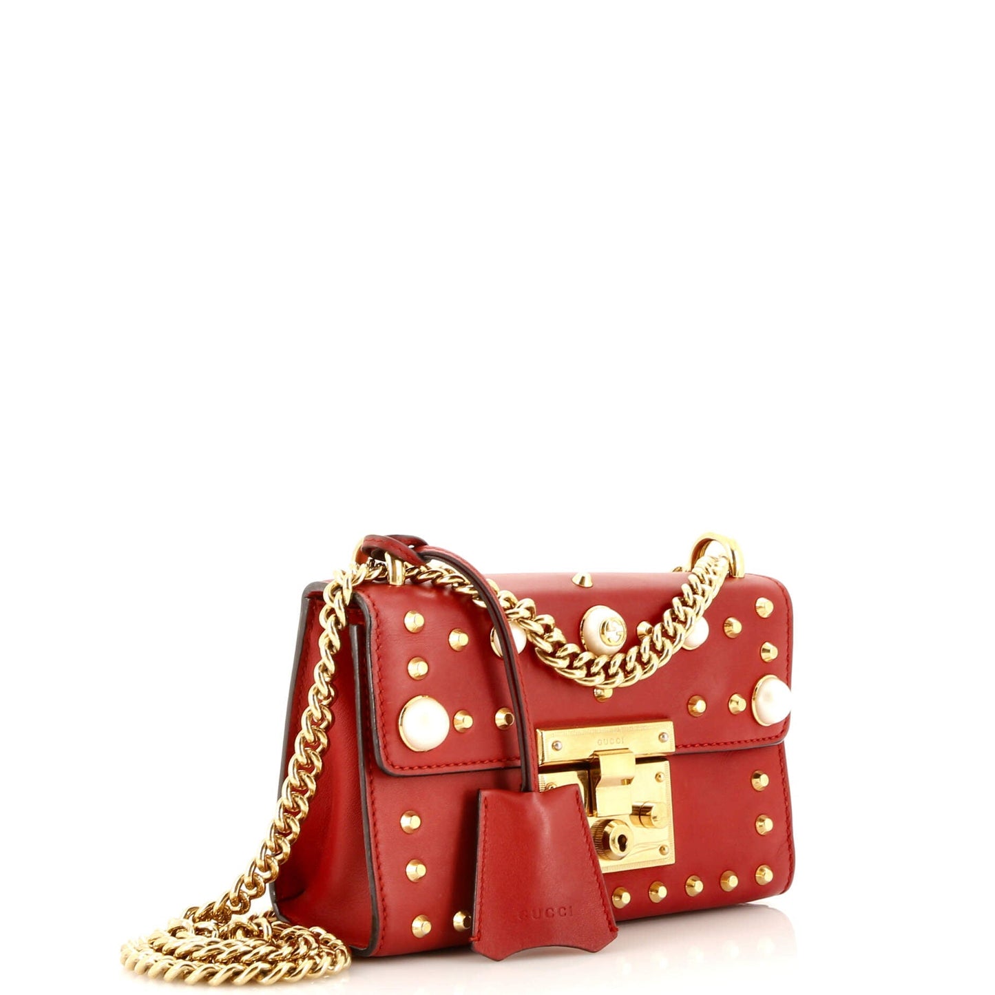 Pearly Padlock Shoulder Bag Studded Leather Small