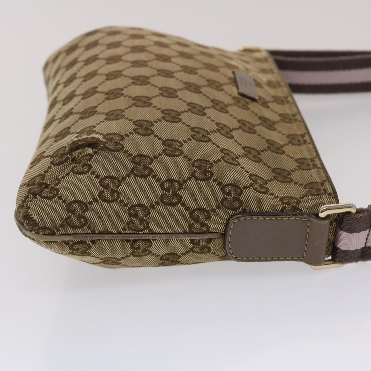 GUCCI GG Canvas Sherry Line Shoulder Bag Beige Pink
