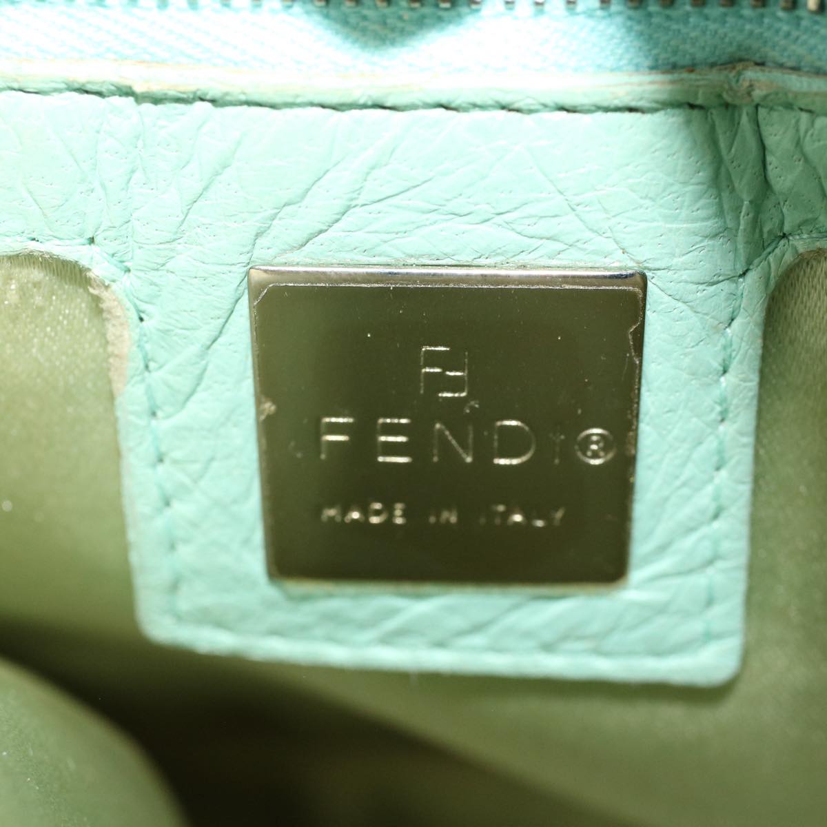 FENDI Zucca Canvas Shoulder Bag Nylon White Light Blue Orange  49111