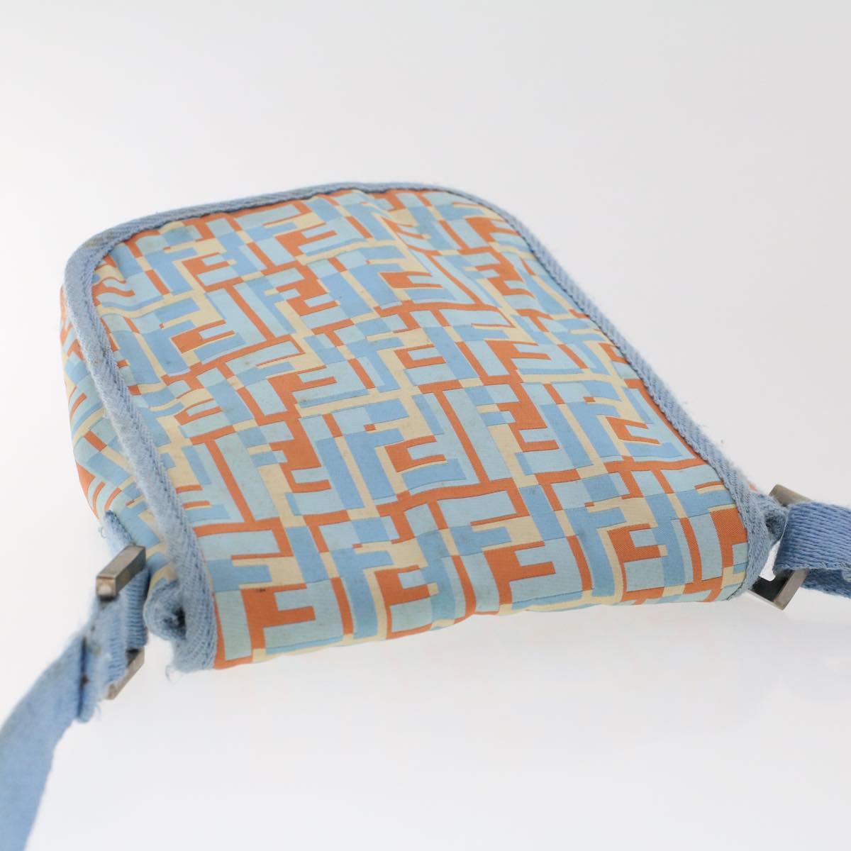 FENDI Zucca Canvas Shoulder Bag Nylon White Light Blue Orange  49111