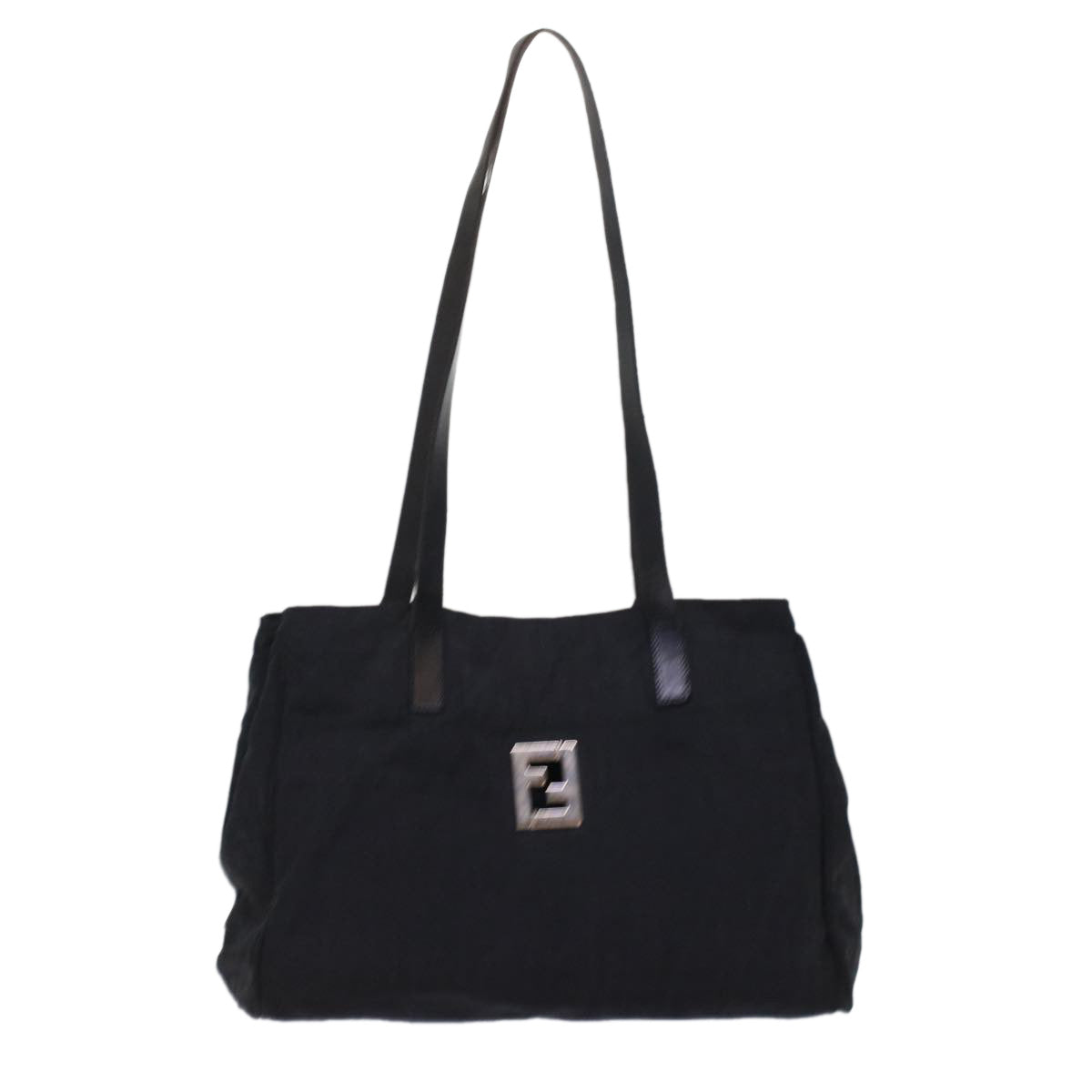 FENDI Zucca Canvas Shoulder Bag Nylon Leather Black  49326