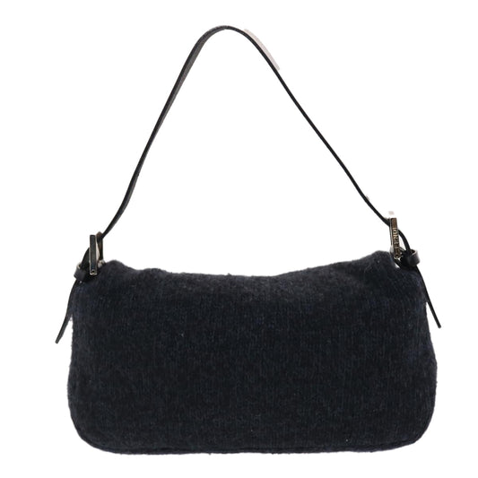 FENDI Mamma Baguette Shoulder Bag Wool Black Auth 49783