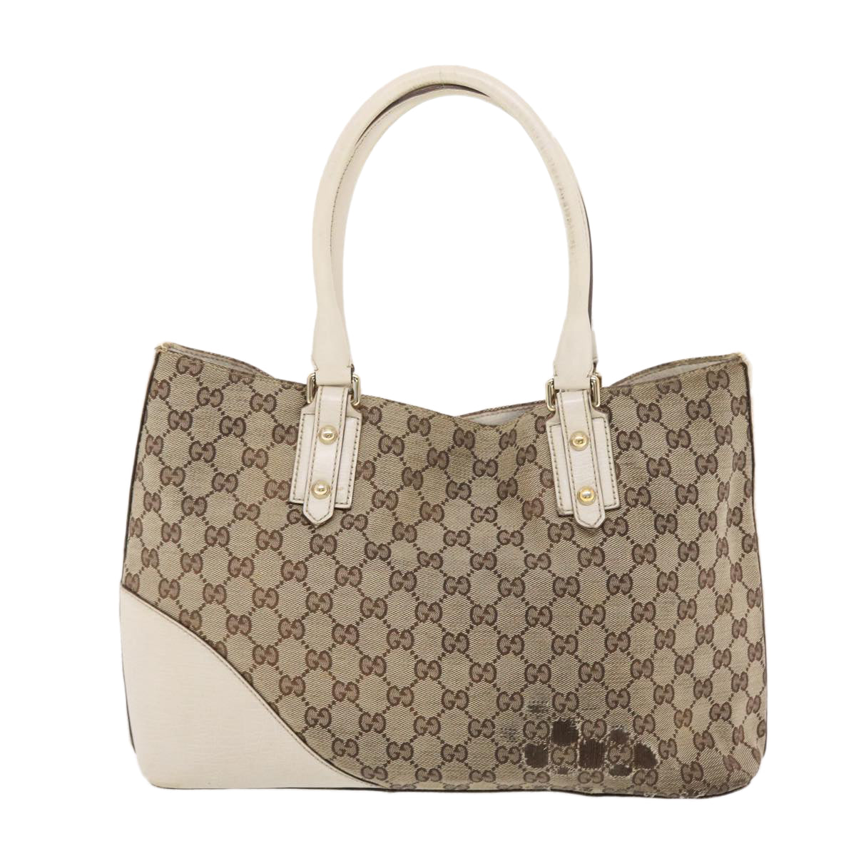 GUCCI GG Canvas Sherry Line Shoulder Bag Beige White