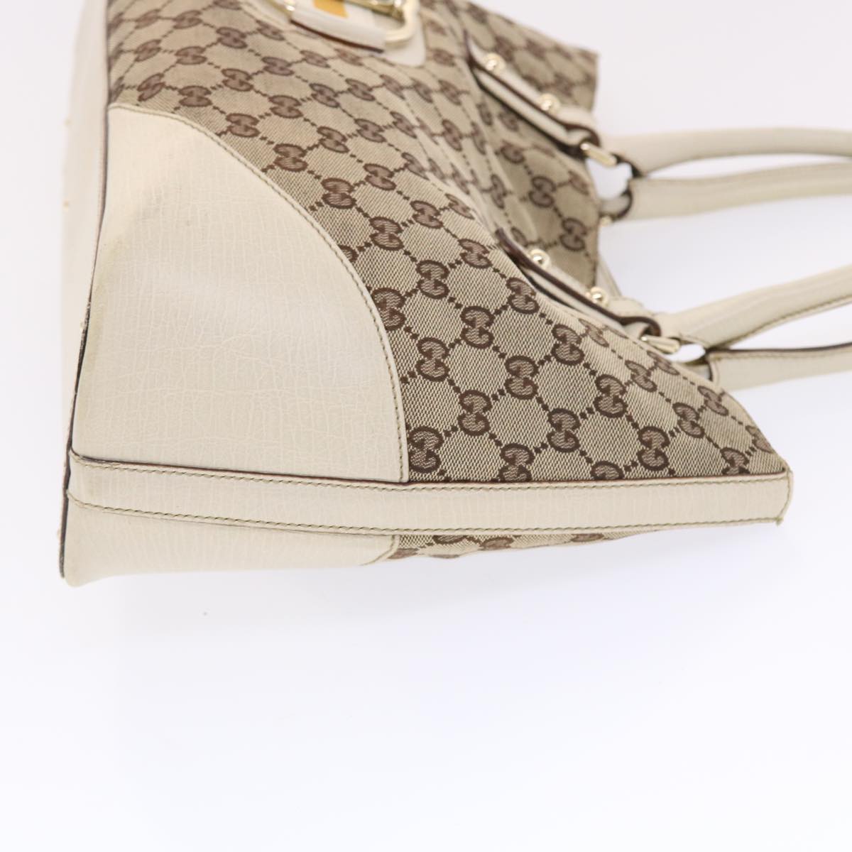 GUCCI GG Canvas Sherry Line Shoulder Bag Beige White