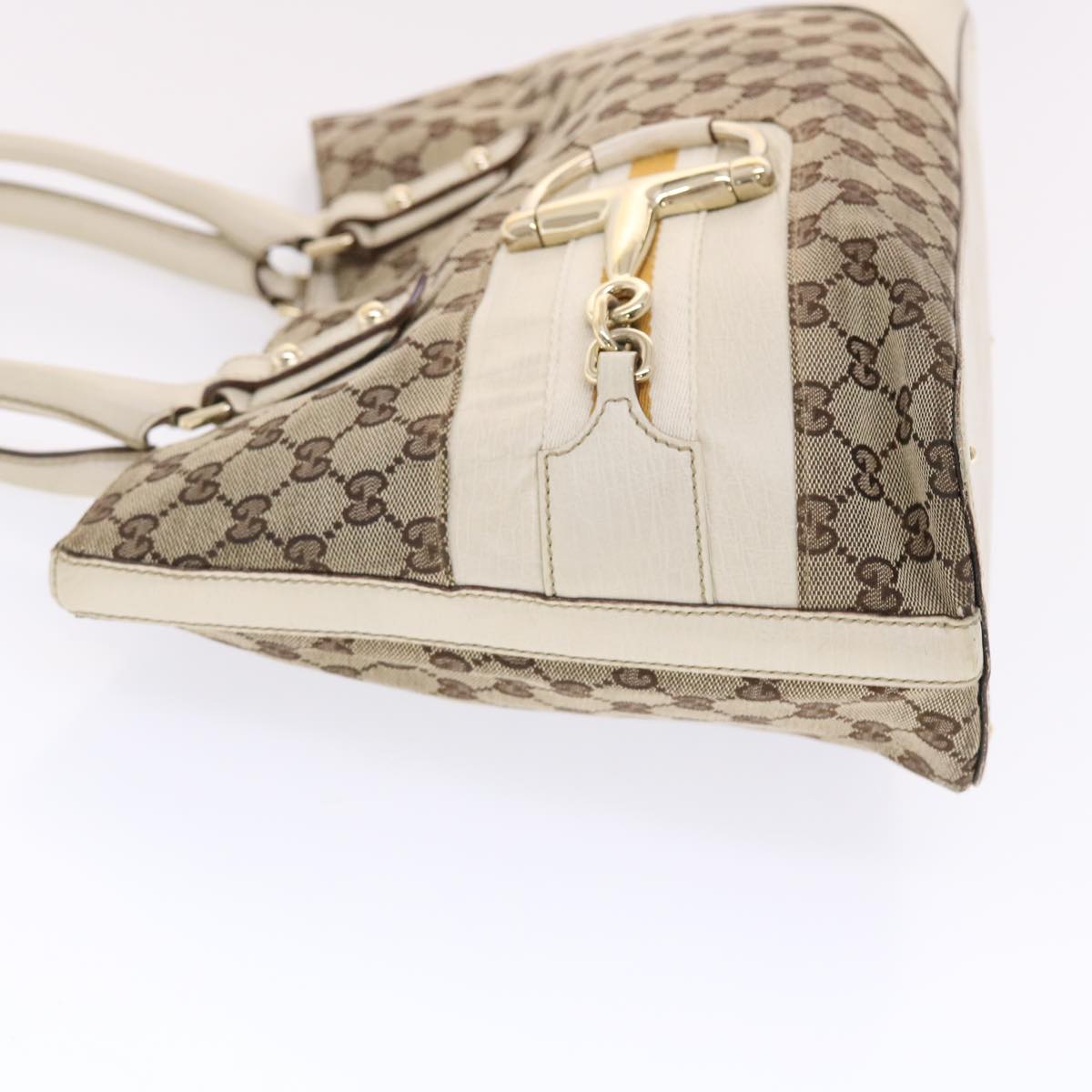 GUCCI GG Canvas Sherry Line Shoulder Bag Beige White