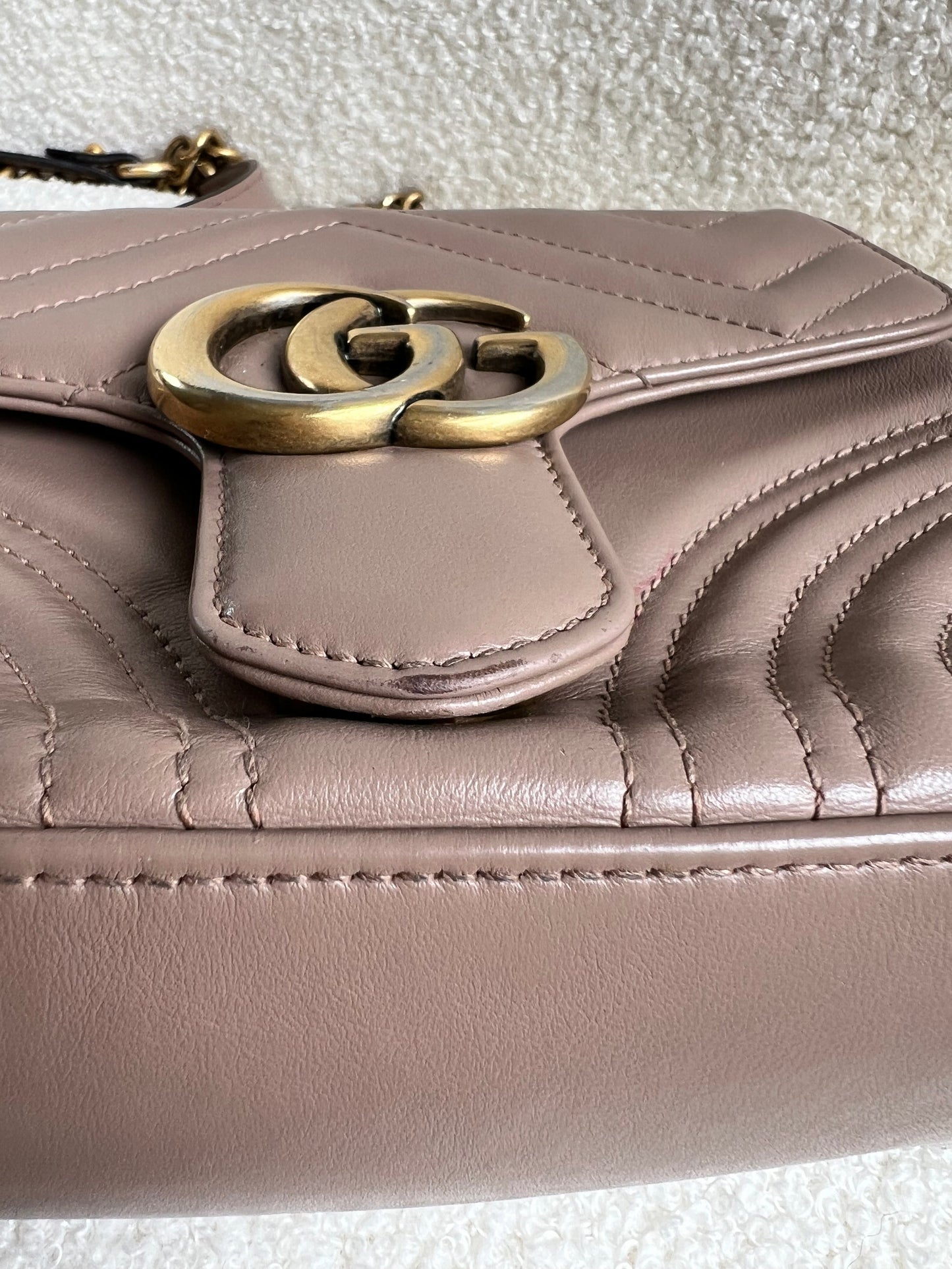 Gucci GG Dusty Pink Marmont Mini Top Handle Bag