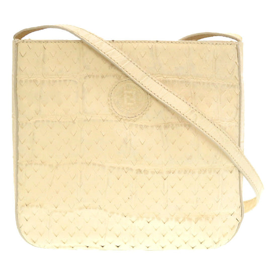 FENDI Shoulder Bag Embossed leather Ivory Women Used