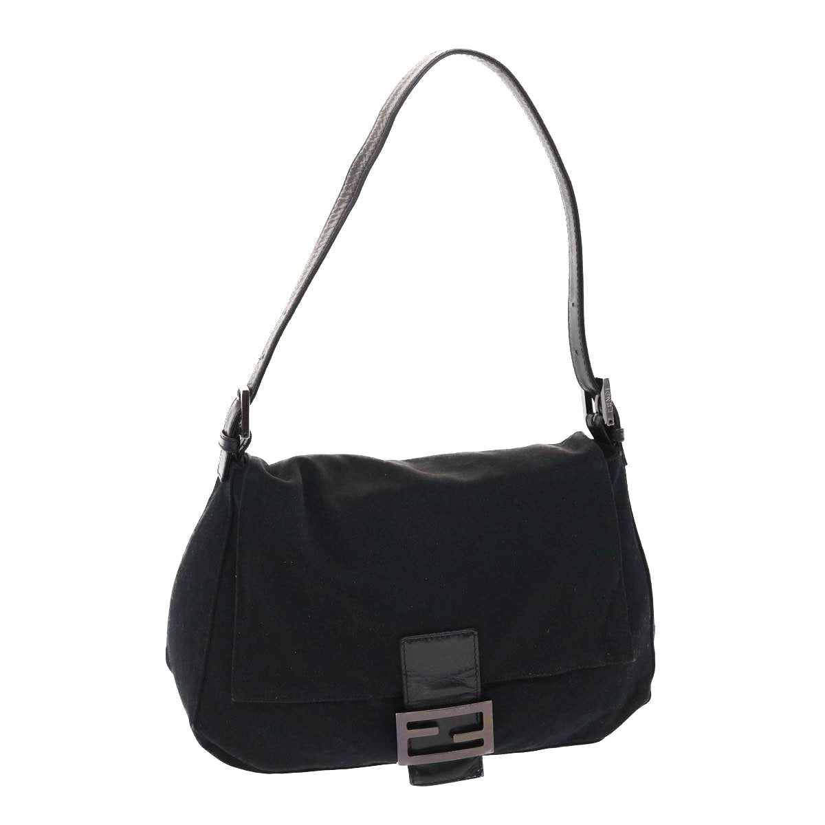 FENDI Mamma Baguette Shoulder Bag Nylon Black  50430